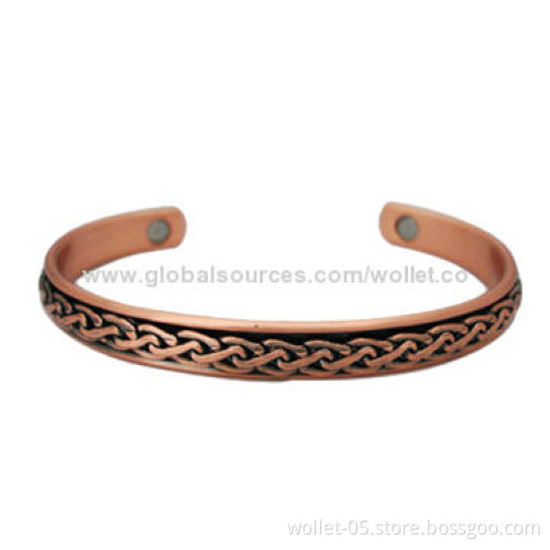 Magnetic Therapy Product, Classical Copper Bangle with High-polished, Simple and Elegant Design